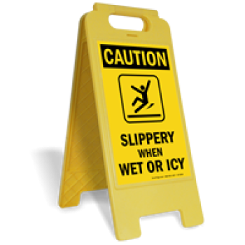 Sign slippery floor